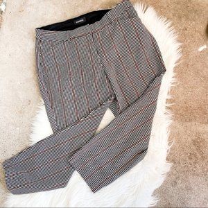 Express Plaid Pink White Black Publicist Ankle Mid Rise Pants